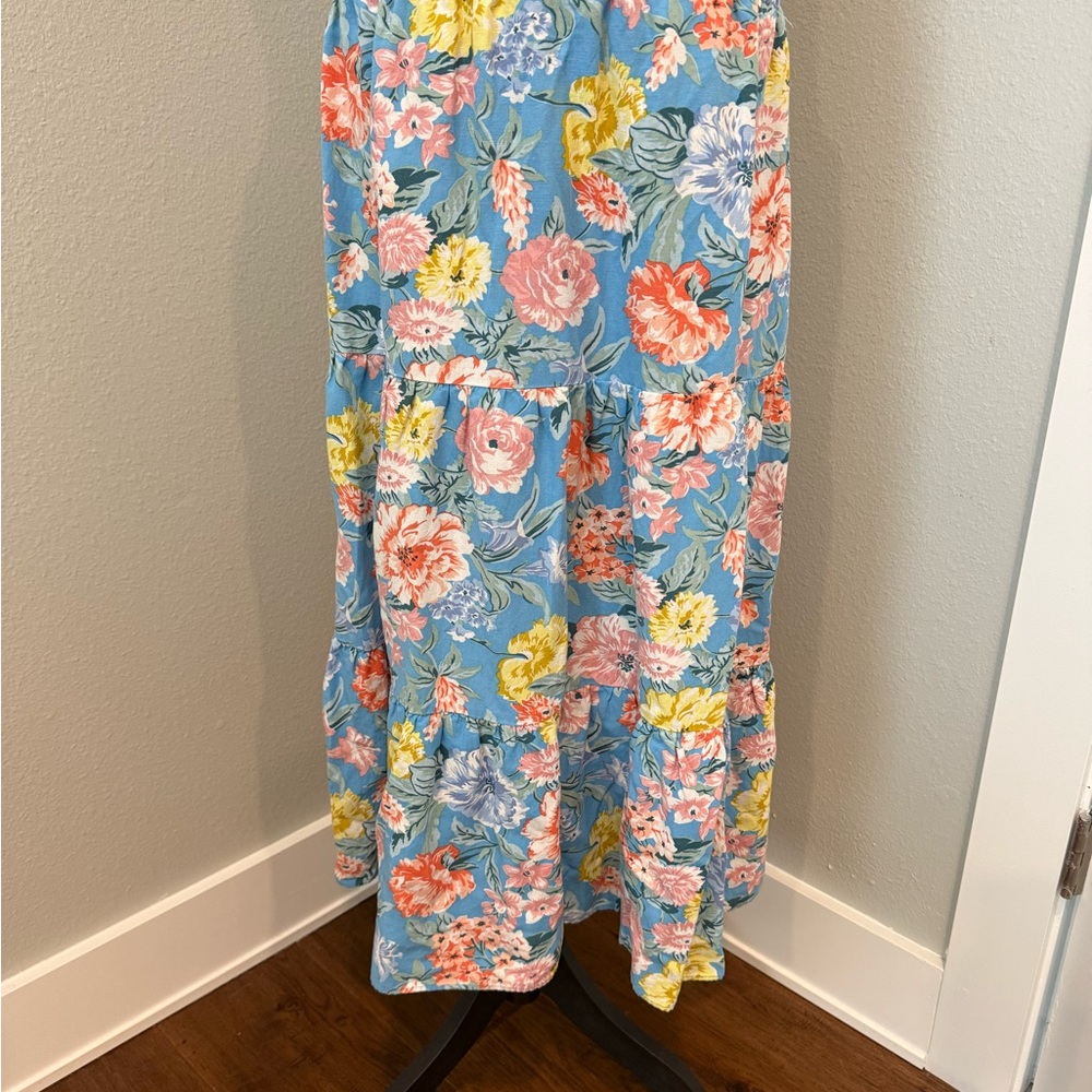 LOFT Floral Skirt in Blue and Orange